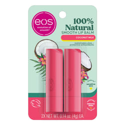 eos 100% Natural Lip Balm- Coconut Milk  All-Day Moisture  Made for Sensitive Skin  Lip Care Products  0.14 oz  2-Pack