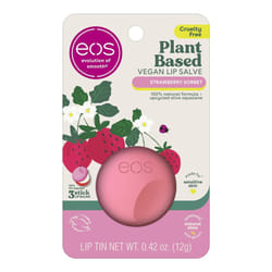 eos PlantBased Vegan Lip Salve Strawberry Sorbet 100 Natural Formula Made with Upcycled Olive Squalane CrueltyFree Lip Balm 042 oz