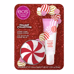 eos Holiday Lip Treatment Gift Set- Candy Cane Swirl Lip Scrub & 24H Moisture Super Balm  Limited-Edition Lip Care  Stocking  ...