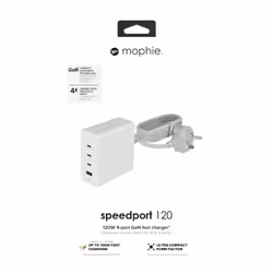 mophie Accessories-Wall Adapter-USB-C-PD-HUB-120W-GAN-White-UK(3xUSBC + 1xUSBA) - Additional view 3