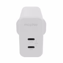 mophie Accessories-Wall Adapter-USB-C-PD-DUAL-67W-GAN-White-UK (2xUSBC), Indoor, AC, White