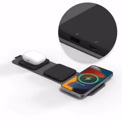 mophie UNV WRLS-snap+ multi-device travel charger-BLK-ROC-EU, Indoor, AC, Wireless charging, Graphite