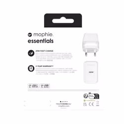 mophie essentials 20W USB-C PD wall adapter Universal White AC Fast charging Indoor - Additional view 6