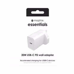 mophie essentials 20W USB-C PD wall adapter Universal White AC Fast charging Indoor - Additional view 5