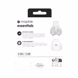 mophie essentials 20W USB-C PD wall adapter Universal White AC Fast charging Indoor - Additional view 6