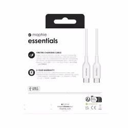 mophie essentials charging cables | 1M USB cable USB 2.0 USB C White - Additional view 5