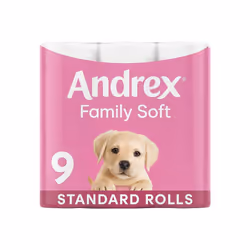 Andrex Gentle Clean Toilet Rolls - 9 Toilet Roll Pack - Bulk Buy Toilet Paper - Gentle and Soft