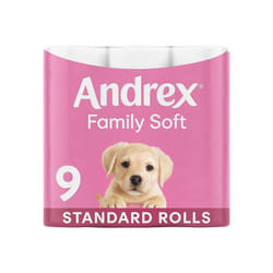 Andrex Gentle Clean Toilet Rolls - 9 Toilet Roll Pack - Bulk Buy Toilet Paper - Gentle and Soft
