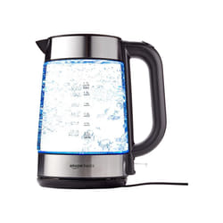 Amazon Basics Electric Glass Kettle, 1.7 Litres, Black, Silver