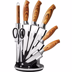 Kitchen Knife Set Sharp Rotating 7 Pcs Stainless Steel Knife Block 360 Degree Rotating Acrylic Stand
