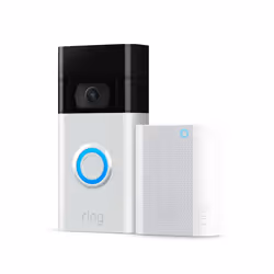 Ring Video Doorbell (2nd Generation) + Chime, Black, Nickel, Home, Wall, 2-way, 1920 x 1080 pixels, 155°
