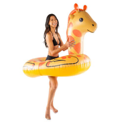 BigMouth Inc. Giant Giraffe Pool Float  Over 4' Wide  Inflatable Floatie Tube  Blow Up Swim Ring  Outdoor Summer Pool Party Water Toy
