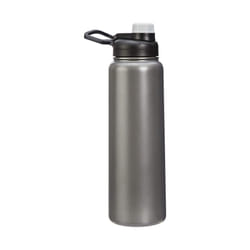 Amazon Basics Stainless Steel Insulated Water Bottle  Spout Lid  30.1 ounces  Gray