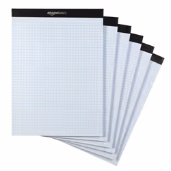 Amazon Basics Quad Ruled Graph Paper Pad 600 Sheets 6 pack of 100 Sheets White Letter Size 8.5 x 11-inch