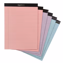 Amazon Basics Wide Ruled 8.5 x 11.75-Inch 50 Sheet Lined Writing Note Pad Pack of 6 300 Count Multicolor