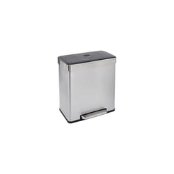 Amazon Basics Rectangular Recycling Rubbish Bin with 2 Compartments - 60Â Litres