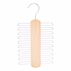 Amazon Basics 20 Bar Wooden Tie Hanger & Belt Rack - Natural 2-Pack