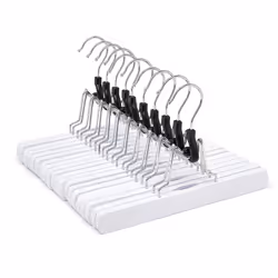 Amazon Basics Wooden Pants Hangers  White  10Pack