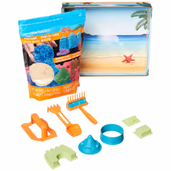 Amazon Basics 3lbs Moldable Sensory Play Sand with Castle Molds and Tool Set for Kids Ages 3 and Up Medium Natural Sand 1 ...