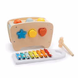 Amazon Basics Musical Pounding Bench With Xylophone and Shape Sorter Toy-Kids Gift for Toddlers  Age 18M+  Boy Girl Baby  11. ...
