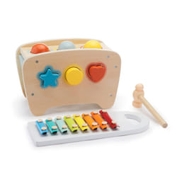 Amazon Basics Musical Pounding Bench With Xylophone and Shape Sorter Toy-Kids Gift for Toddlers  Age 18M+  Boy Girl Baby  11.6 x 5.2 x 6.3 inches  Mul