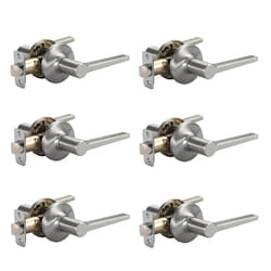 Amazon Basics Manchester Door Passage Lever  6-Pack  2.6 x 5.4 in  Satin Nickel