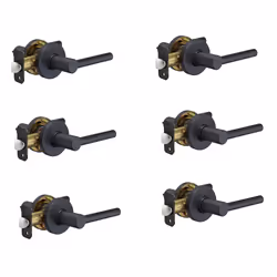 Amazon Basics Contemporary Madison Door Lever - Passage - Matte Black 6-Pack
