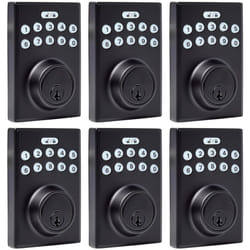 Amazon Basics Electronic Keypad Deadbolt Door Lock with Touch-Control Keyless Entry  Keyed Entry Option  Contemporary  Matte Black  6-Pack