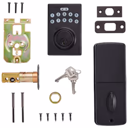 Amazon Basics Electronic Keypad Deadbolt Door Lock with Touch-Control Keyless Entry  Keyed Entry Option  Contemporary  Matte Black  6-Pack