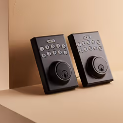Amazon Basics Electronic Keypad Deadbolt Door Lock with Touch-Control Keyless Entry  Keyed Entry Option  Contemporary  Matte Black  6-Pack
