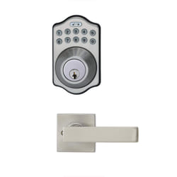 Amazon Basics - Traditional Electronic Keypad Deadbolt Door Lock with Passage Lever  Satin Nickel  6-Pack