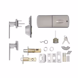 Amazon Basics - Traditional Electronic Keypad Deadbolt Door Lock with Passage Lever  Satin Nickel  6-Pack