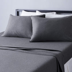 Amazon Basics 4 Piece Bed Sheet Set  100% Cotton Jersey  Includes Super Soft  Flat and Fitted Sheets  Pillowcase  Full  Dark Gray  Solid