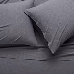 Amazon Basics 4 Piece Bed Sheet Set  100% Cotton Jersey  Includes Super Soft  Flat and Fitted Sheets  Pillowcase  Queen  Dark Gray  Solid