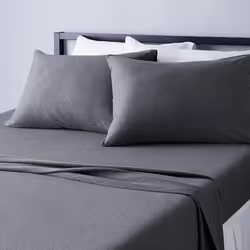 Amazon Basics 4 Piece Bed Sheets Set 100% Cotton Jersey Includes Super Soft Flat and Fitted Sheets Pillowcase King Dark ...