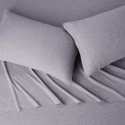 Amazon Basics 4 Piece Bed Sheets Set  100% Cotton Jersey  Includes Super Soft  Flat and Fitted Sheets  Pillowcase  King  Light Gray  Solid