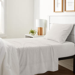 Amazon Basics 3 Piece Bed Sheet Set  100% Cotton Jersey  Includes Super Soft  Flat and Fitted Sheets  Pillowcase  Twin  Oatmeal  Solid