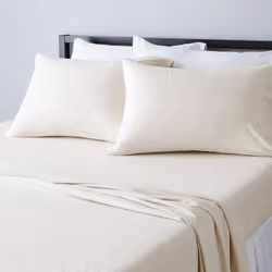 Amazon Basics 4 Piece Bed Sheets Set  100% Cotton Jersey  Includes Super Soft  Flat and Fitted Sheets  Pillowcase  King  Oatm ...