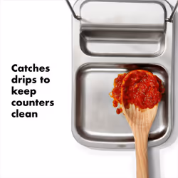 OXO Spoon Rest with Lid Holder  3x4x1in  Stainless Steel