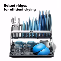OXO Good Grips Aluminium Fold Flat Dish Rack Grey Non Slip Feet Raised Ridges - Additional view 10