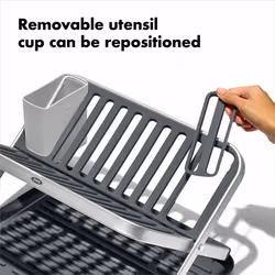 OXO Good Grips Aluminium Fold Flat Dish Rack Grey Non Slip Feet Raised Ridges - Additional view 4