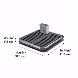 OXO Good Grips Aluminium Fold Flat Dish Rack Grey Non Slip Feet Raised Ridges - Additional view 5