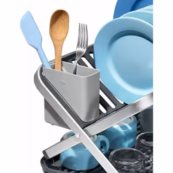 OXO Good Grips Aluminium Fold Flat Dish Rack Grey Non Slip Feet Raised Ridges - Additional view 7