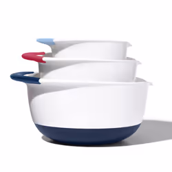 OXO plastic Good Grips 3-Piece Mixing Bowl Set - Blueberry Jam & Seltzer Handles 4.7 LITERS Large