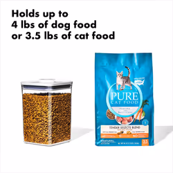 OXO Good Grips Pet POP Container - 4.4 Qt/4.2 L with Scoop |Ideal for up to 4lbs of Dog Food or 3.5lbs of Cat Food | Airtight Storage Container | BPA