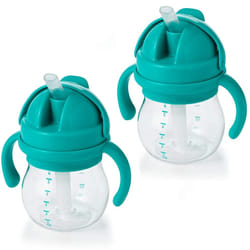OXO Tot Transitions Straw Cup with Removable Handles  Teal  6 Ounce (2 Pack)