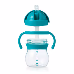 OXO Tot Transitions Straw Cup with Removable Handles  Teal  6 Ounce (2 Pack)