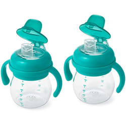 OXO Tot Transitions Soft Spout Sippy Cup with Removable Handles  Teal  6 Ounce (2 Pack)