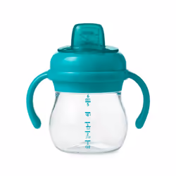 OXO Tot Transitions Soft Spout Sippy Cup with Removable Handles  Teal  6 Ounce (2 Pack)