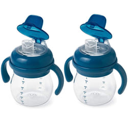 OXO Tot Transitions Soft Spout Sippy Cup with Removable Handles  Navy  6 Ounce (2 Pack)